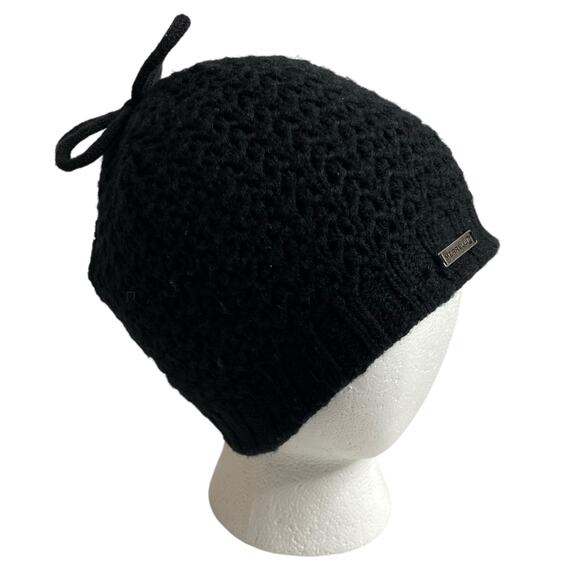 Merrell Knit Beanie Black Tassel Loops Fleece Lined Hat One Size Boho Outdoor - Picture 2 of 15